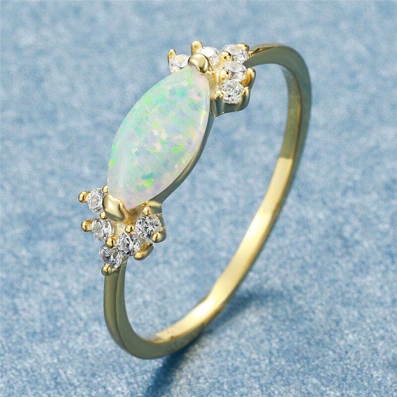 Unique Promise Love White Fire Opal Ring - 925 Sterling SilverRing