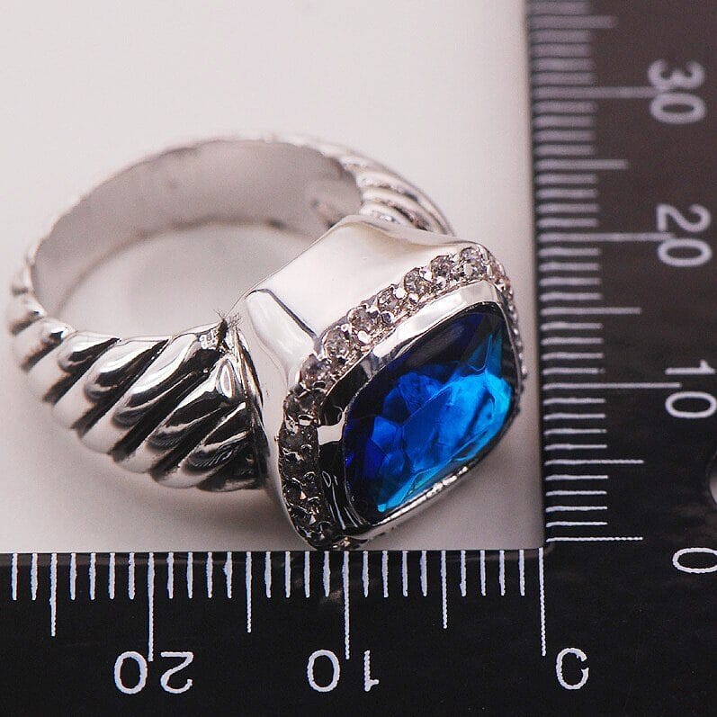 Mystic Blue CZ Sapphire Fashion Ring - 925 Sterling SilverRing