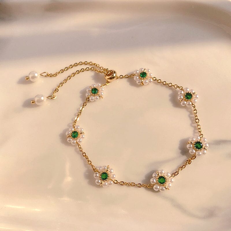 Emerald Pearl Flower BraceletBracelet