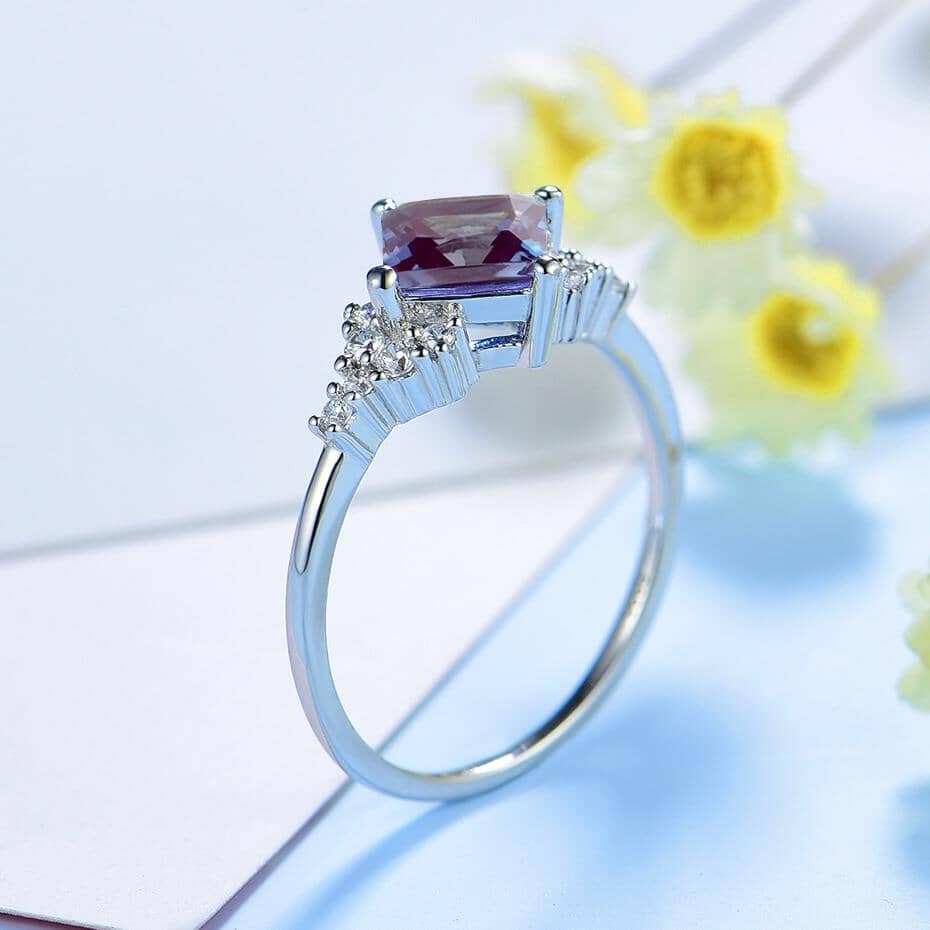 Natural Alexandrite Zircon Color Changing Ring - 925 Sterling SilverRing