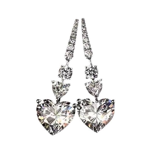 Heart Lab Diamond Dangle Earrings and Necklace - 925 sterling silverEarringsEarrings