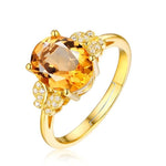 18k Gold Romantic Heart Shaped Citrine Yellow Gemstone Jewelry SetRing