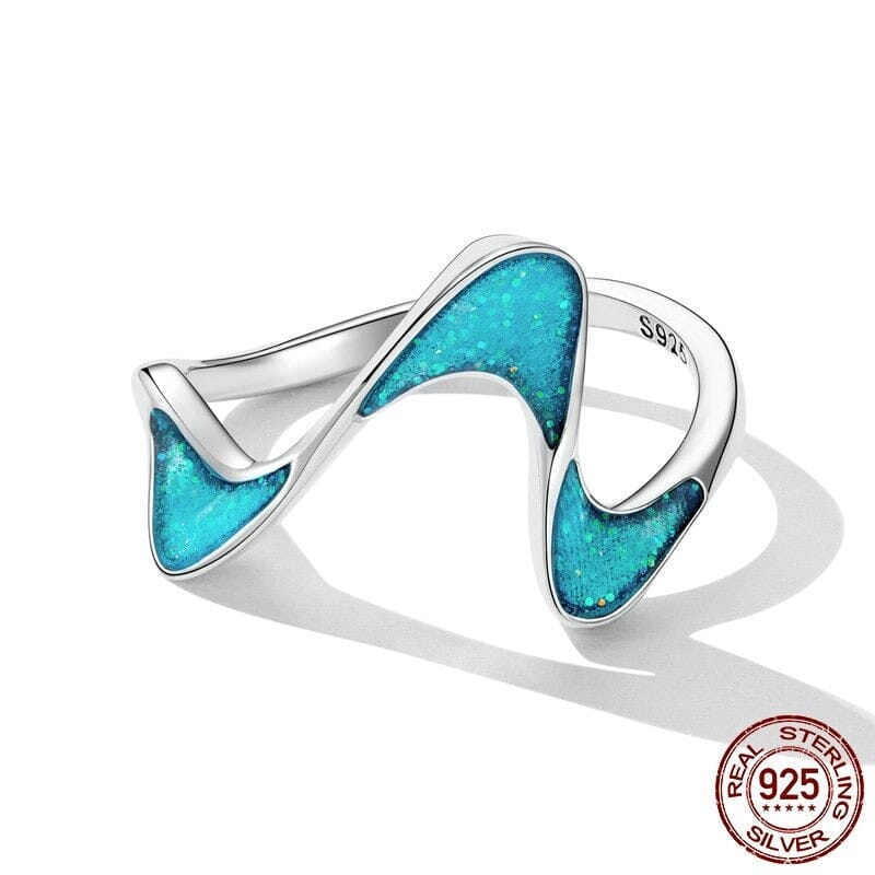 Ocean Series Blue Opal Geometric Ring - 925 Sterling SilverRing