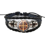WWJD Saint Benedict Leather Braceletbracelet1