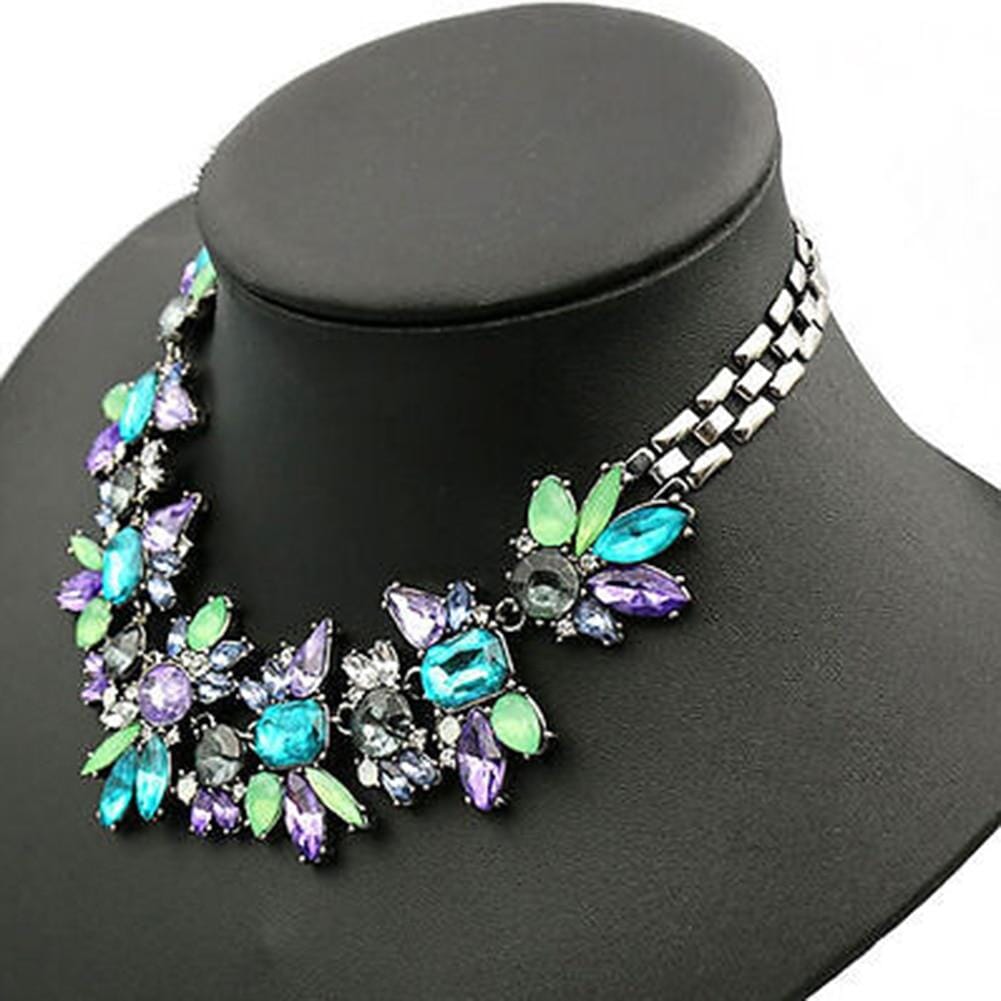 Amethyst Sapphire Crystal Flower Pendant NecklaceNecklace