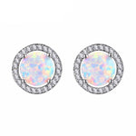 Beautiful Round Fire Opal Jewelry Stud EarringsEarringsWhite Opal