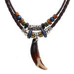 Vintage Tribal Bohemian Wolf Tooth Pendant NecklaceNecklace