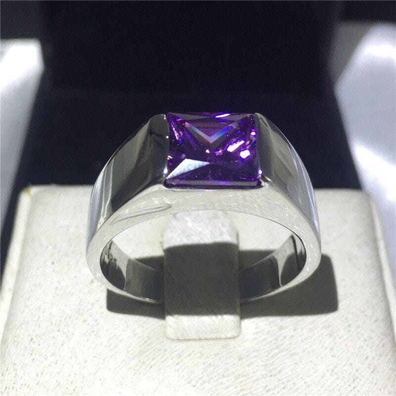 Square Charm Purple Amethyst Stone RingRing