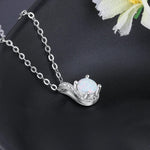 Simple Unique Lovely White Fire Opal Necklace - 925 Sterling SilverNecklace