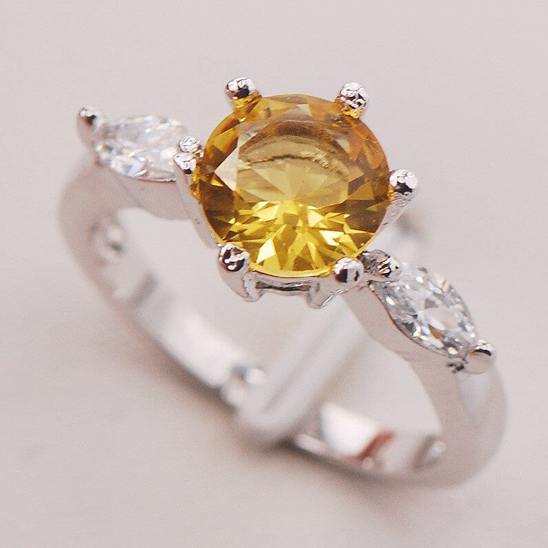 Yellow Crystal Zircon 925 Sterling Silver RingRing6