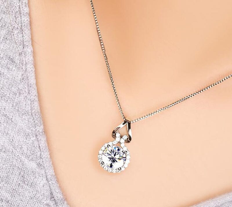 Unique Lab Diamond Pendant Necklace With Box Chain - 925 Sterling SilverNecklace