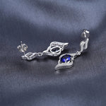 Statement Halo Blue Sapphire Earrings - 925 Sterling SilverEarrings