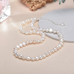 Fashion 5-6mm Natural Baroque Freshwater Pearl Necklace - 925 Sterling SilverNecklacewhite pearl necklace34cm