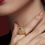 Elegant Vintage Ladies Khotan Jade Inlaid Pearl Ring - 925 Sterling SilverRing