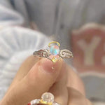 Angel and Bat Moonstone Adjustable RingRing