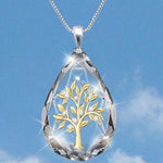 Transparent Crystal Waterdrop Shape Life Tree Pendant NecklacePendant