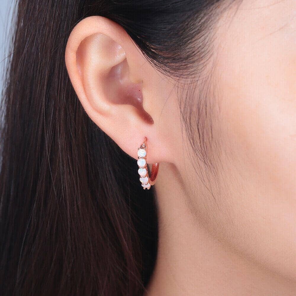 HOT SELL White Fire Opal Rose Gold EarringsEarrings