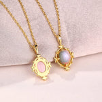 Luxury Natural Opal Rose Quartz Pendant Charm Necklace - 925 Sterling SilverNecklace