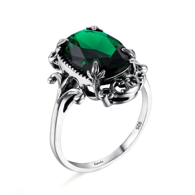 Luxury Vintage Fashion Emerald Ring - 925 Sterling SilverRing5