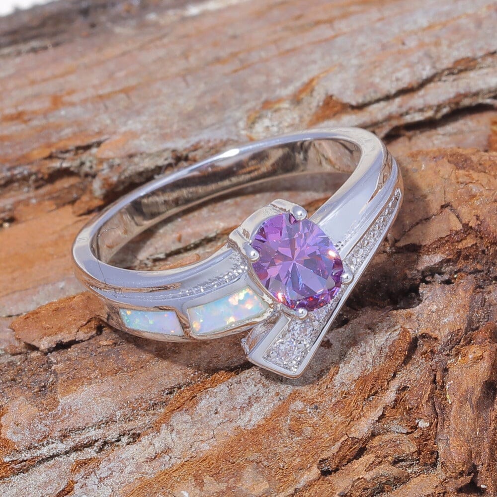 Amethyst and White Fire Opal RingRing