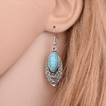 Vintage Marquise Blue Turquoise Stone Dangle EarringsEarrings