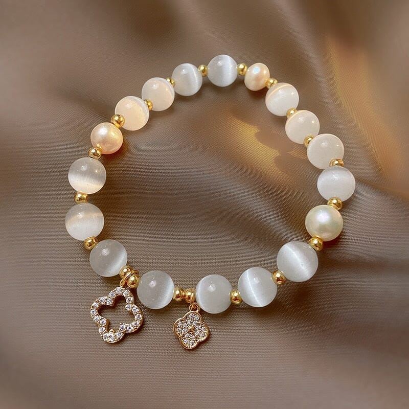 Natural White Opal Stone Pearl Crystal BraceletBracelet