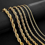 Rope Stainless Steel Chain NecklaceChain4 mm Gold55cm