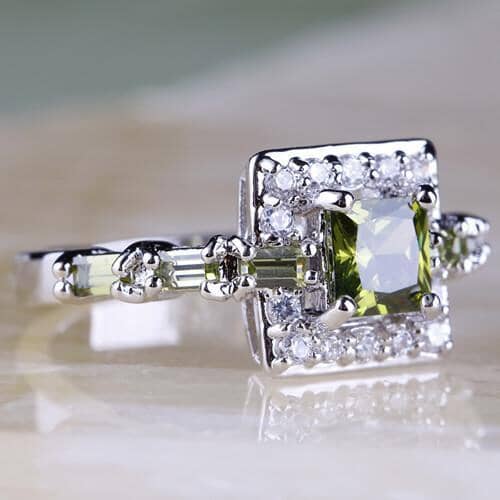 Peridot & White Topaz Silver RingRing