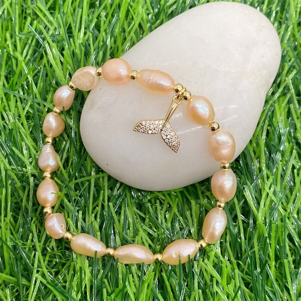 Simple Style Boho Virgin Mary Natural Freshwater Pearl Beaded Handmade WWJD BraceletBracelettype 3217cm