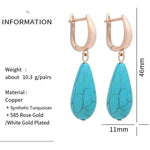 Water Drop Synthetic Turquoise Dangle Earrings - 585 Rose GoldEarrings