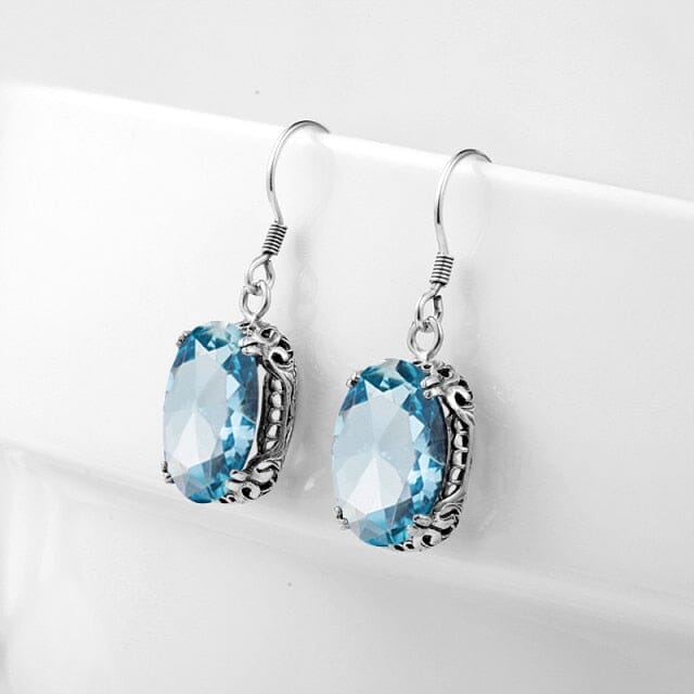 925 Sterling Silver Aquamarine Drop EarringsEarrings