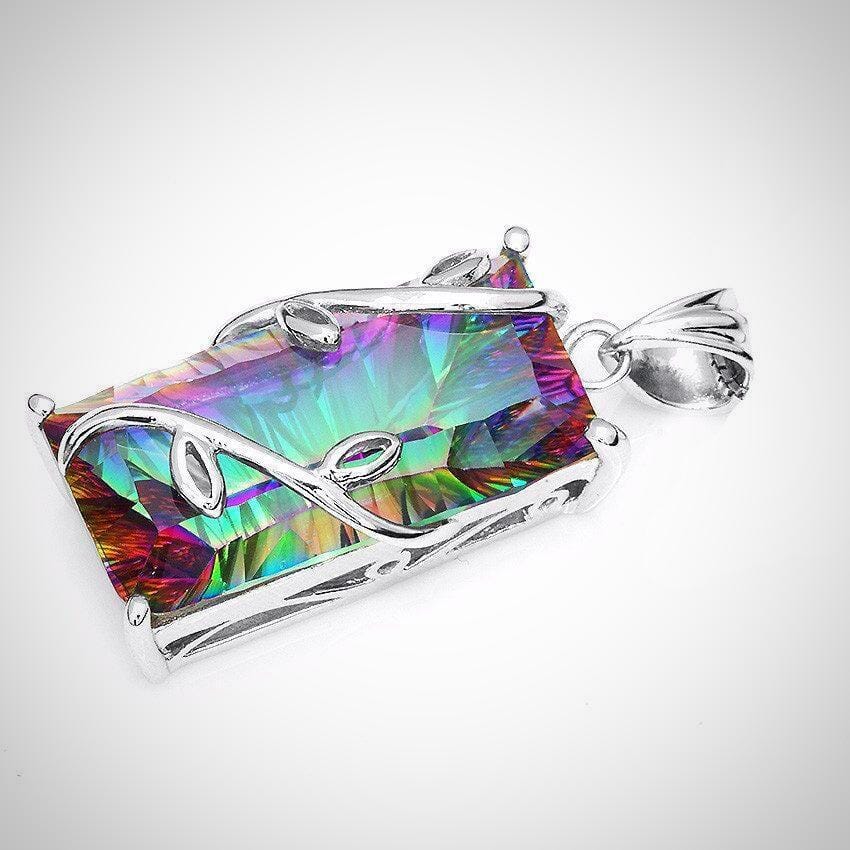 Rainbow Mystic Topaz Pendant Necklace - 925 Sterling SilverNecklace