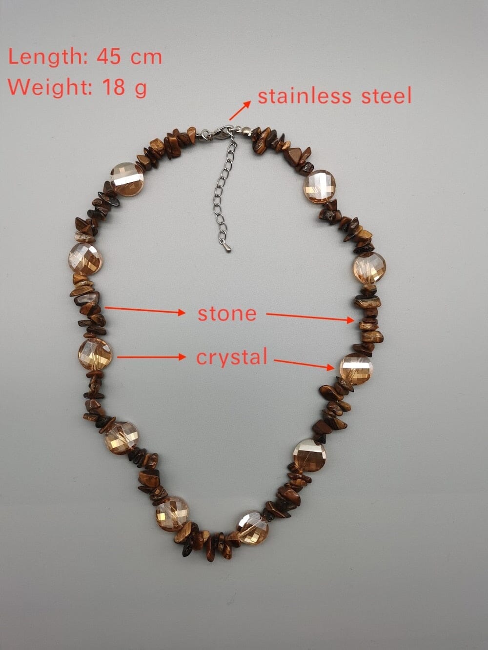 Stainless Steel Natural Pure Stone Crystal Puka Shell NecklaceNecklace