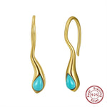 Natural Turquoise Handmade Gemstone Dangle Earrings - 925 Sterling SilverEarringsTurquoise