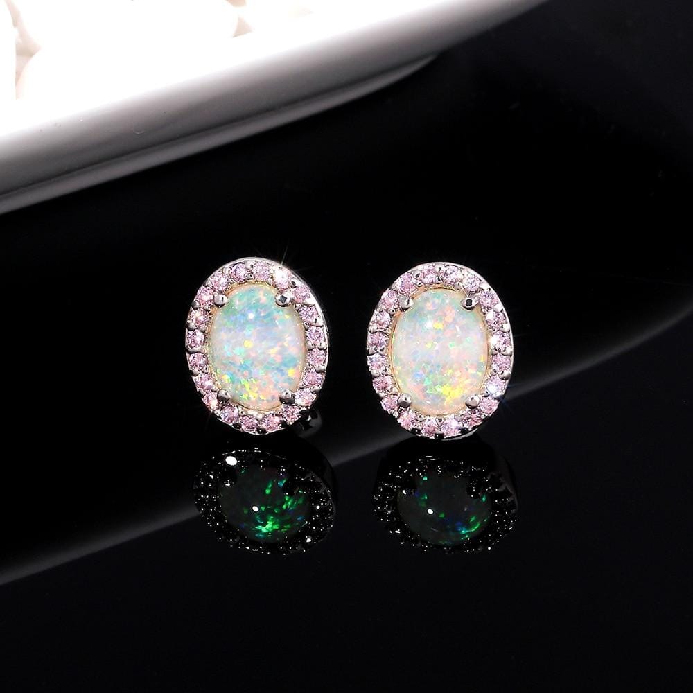 Exquisite Pink White Fire Opal Pink Topaz EarringsEarrings