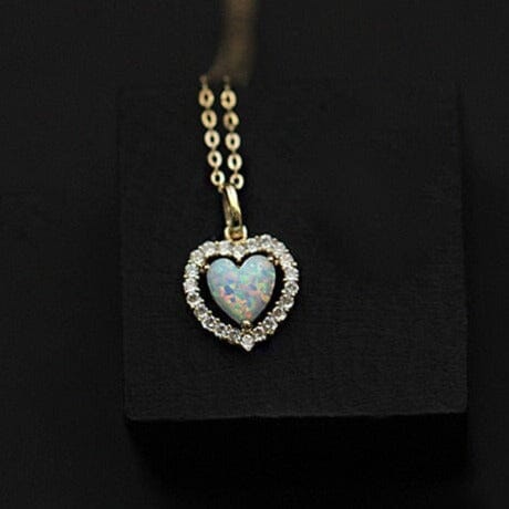 Heart Choker CZ Opal Necklace - 925 Sterling SilverNecklaceNY112638cm