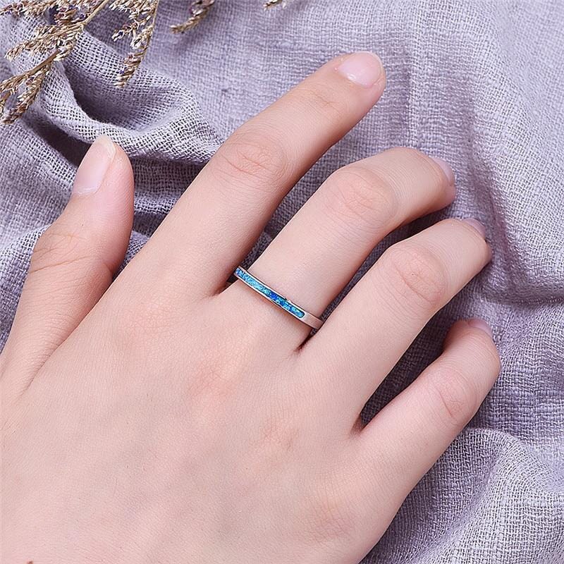 Blue White Fire Opal Promise RingRing