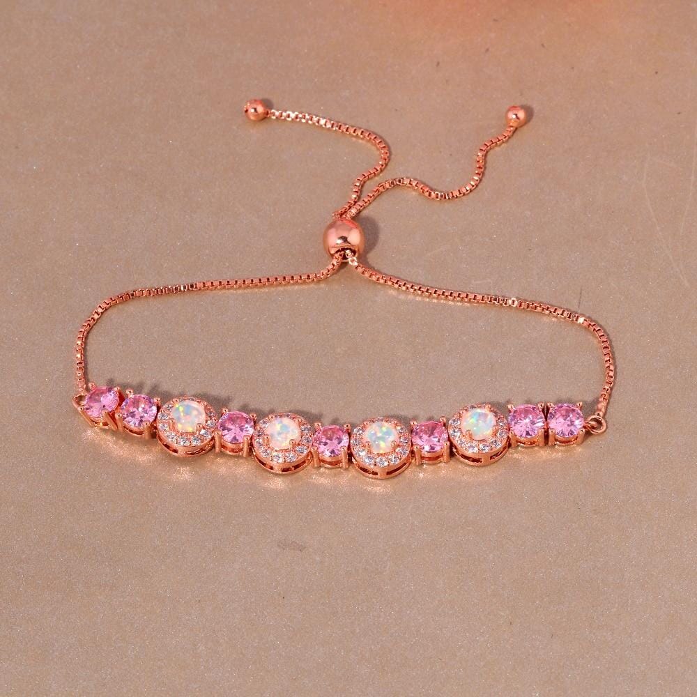 White Fire Opal Pink Topaz Slider Bracelet – AtPerry's Healing Crystals
