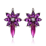 Colorful Crystal Stone Flower Piercing Stud Earringsrose