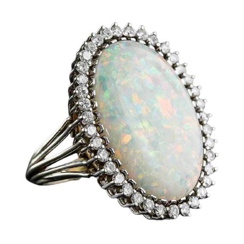 Charming White Fire Opal Zircon Oval RingRing6