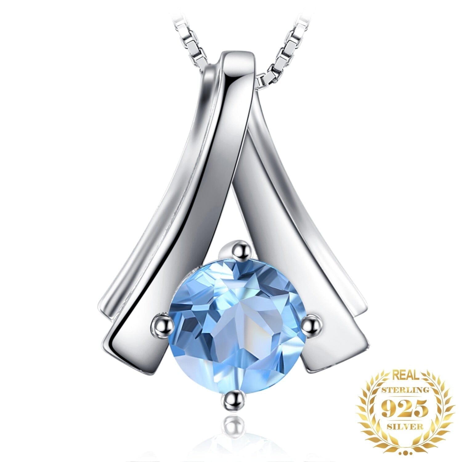 Stylish Natural Sky Blue Topaz Pendant - 925 Sterling Silver ( no Chain included )Pendant