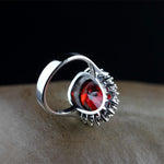 Natural Red Garnet Ring - 925 Sterling SilverRing