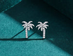 Coconut Tree Clear Zircon Stud Earrings - 925 Sterling SilverEarrings