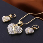 18K Gold Filled Shine Austrian Crystal Heart Necklace & Earrings SetJewelry Set