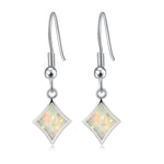 White Blue Rainbow Fire Opal Silver Earrings 1" - For WomenEarringsWhite