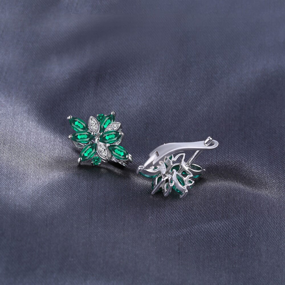 Green Nano Emerald Clip Earrings - 925 Sterling SilverEarrings