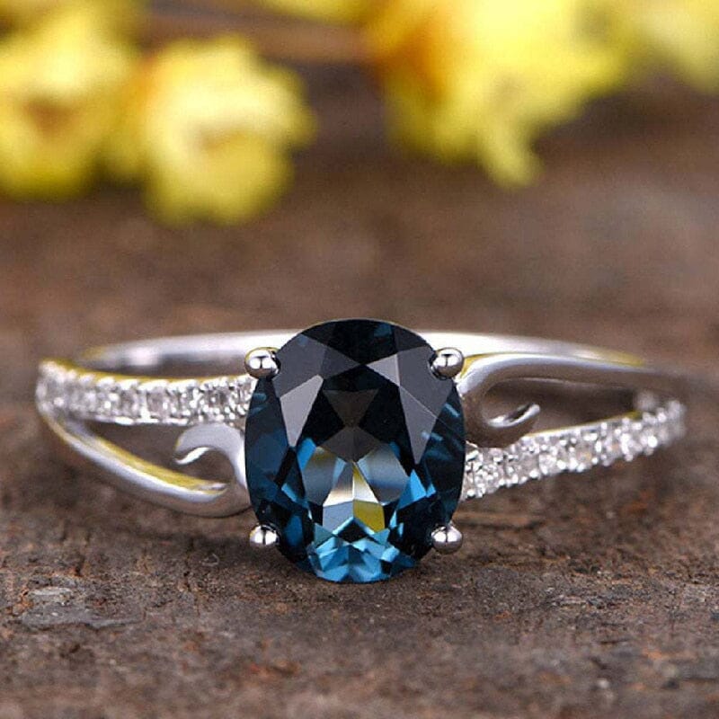 Unique Promise Sapphire Ring - 925 Sterling SilverRing6