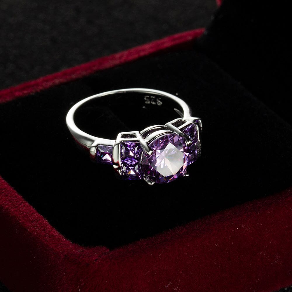 Mysterious Rainbow Topaz & Amethyst Silver RingNecklace