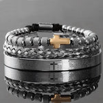 WWJD Luxury Cross Charm Set Stainless Steel BraceletBraceletSilver Gold Cross A
