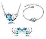 Charm Crystal Heart Blue Topaz, Pink Sapphire, Peridot, Amethyst Jewelry Setoceanblue